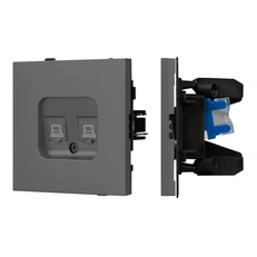 Изображение Механизм компьютерной розетки двойной SCT-TENDO-MPC2-SFPL-GR (RJ-45, CAT6) (Arlight, Графитовый soft-touch)