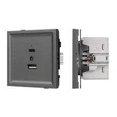 Изображение Механизм USB розетки SCT-TENDO-MUAC-SFPL-GR (5V, 3A, QC3) (Arlight, Графитовый soft-touch)